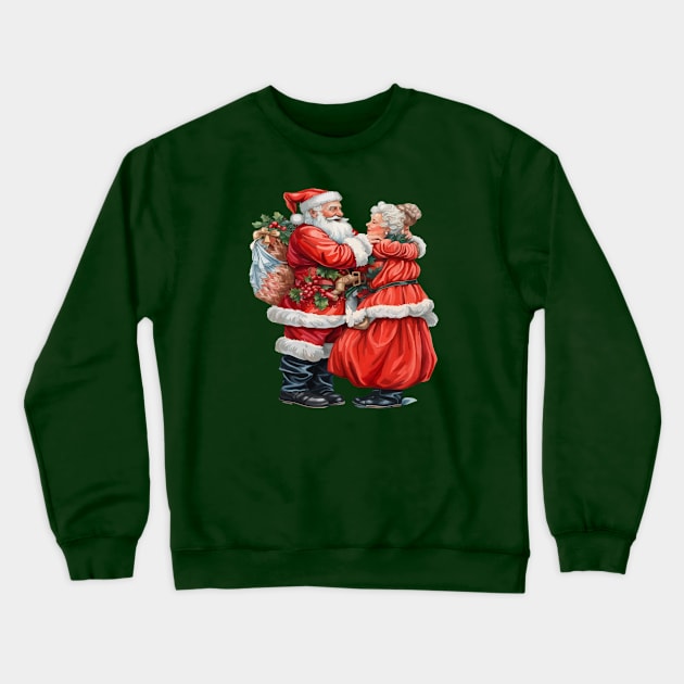 Nostalgic Mr and Mrs Claus Festive Christmas Couple Crewneck Sweatshirt by taiche